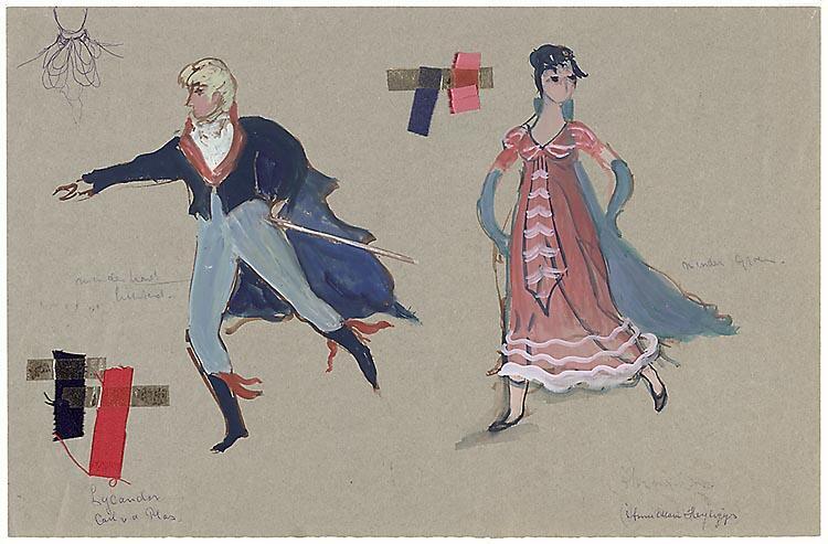 Kostuumontwerp voor Carl van der Plas als Lysander en Anne-Marie Heyligers als Hermia in Een Midzomernachtsdroom