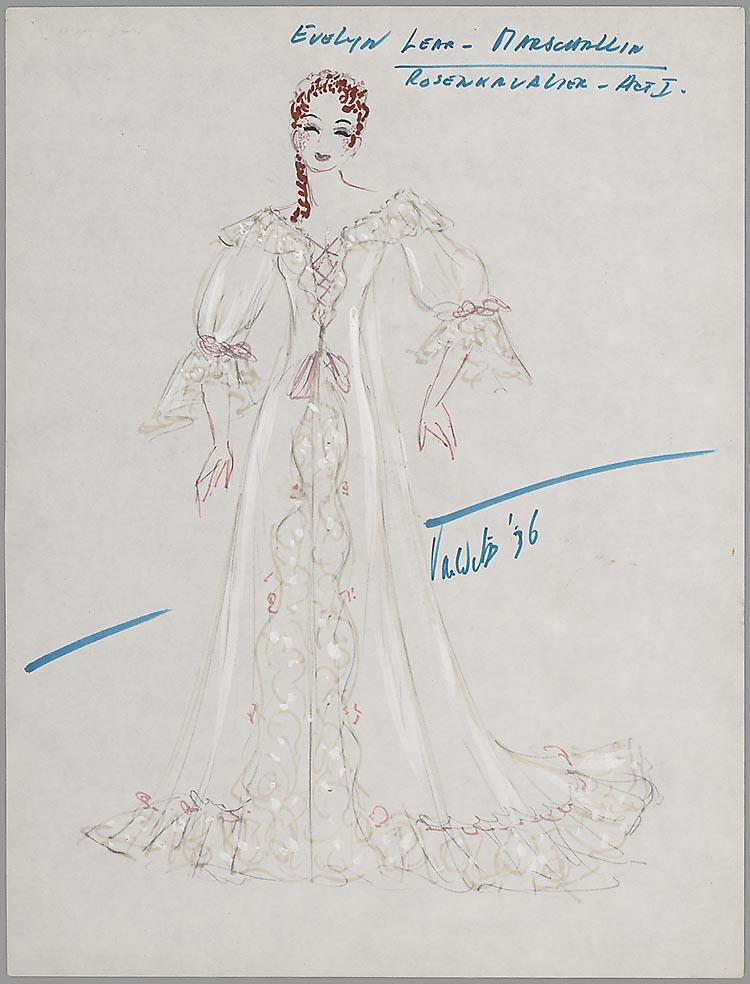 Kostuumontwerp voor Evelyn Lear als Marschallin in Rosenkavalier
