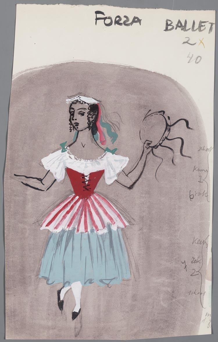 Kostuumontwerp voor het ballet in La forza del destino