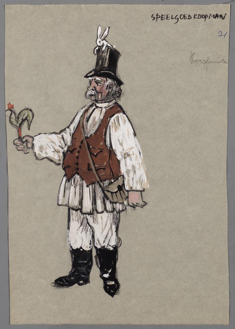 Kostuumontwerp voor de speelgoedkoopman uit Raskolnikoff (Heinrich Sutermeister)