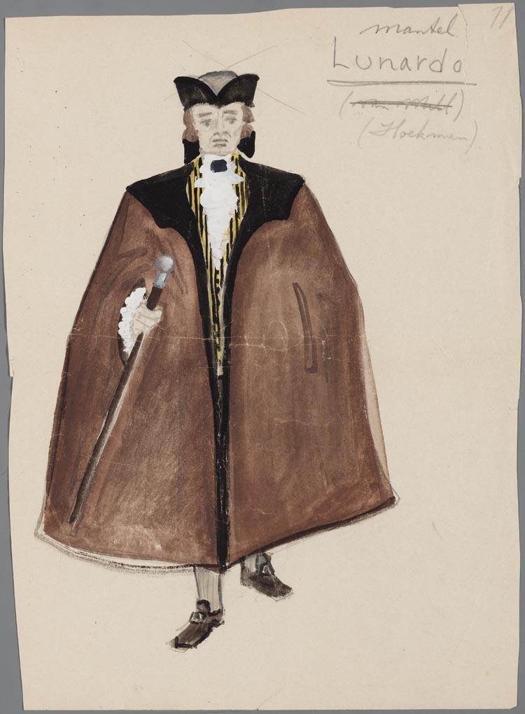 Kostuumontwerp voor Lunardo uit De vier huistirannen (Ermanno Wolf-Ferrari)