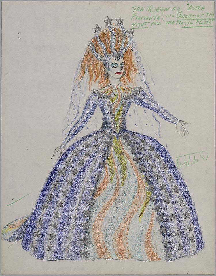 Kostuumontwerp voor The Queen of the Nigt in The Magic Flute