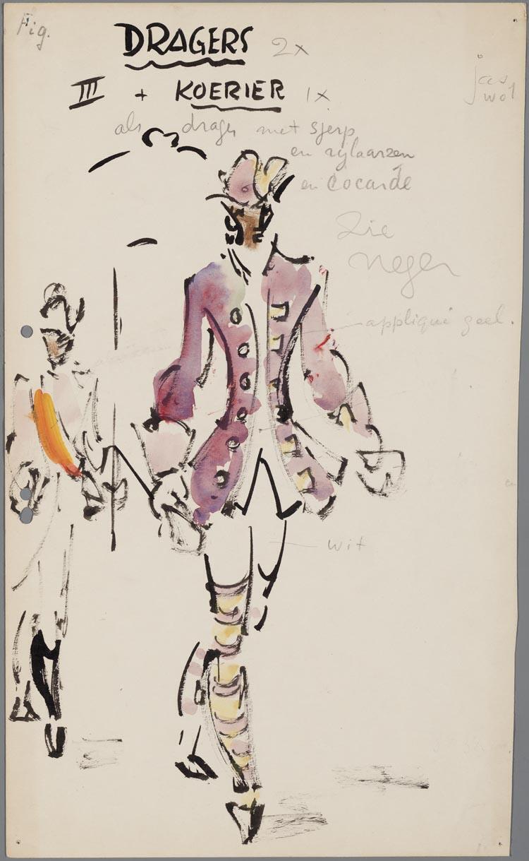Kostuumontwerp voor een de dragers uit Manon (Jules Massenet) door Gerard Hordijk
