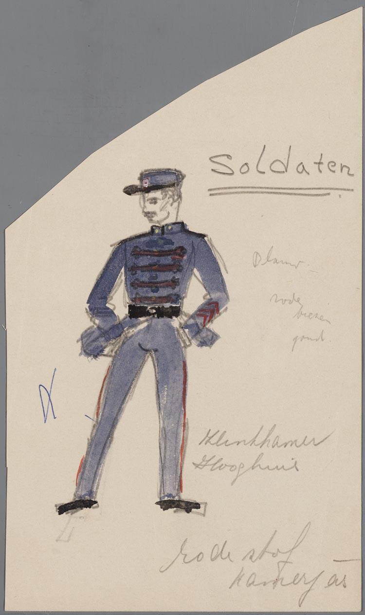 Kostuumontwerp voor de soldaten uit La Bohème (Giacomo Puccini)