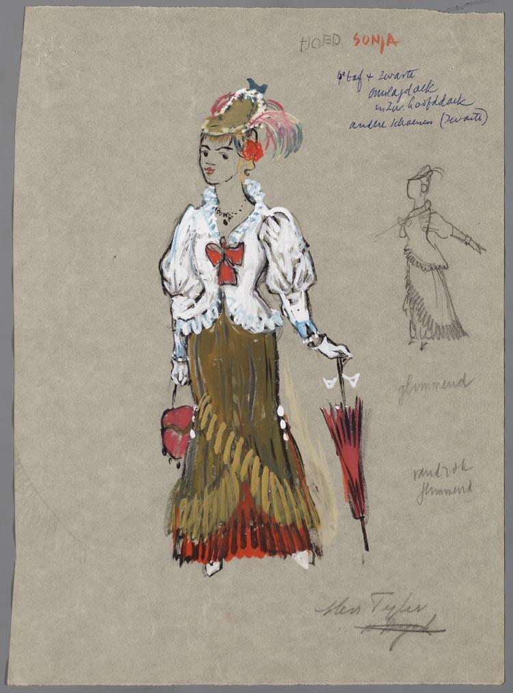 Kostuumontwerp voor Sonja uit Raskolnikoff (Heinrich Sutermeister)