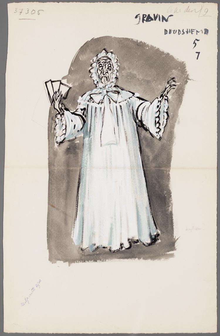 Kostuumontwerp voor De Gravin uit Pique Dame (Pjotr Iljitsj Tsjaikovski) door Hans van Norden