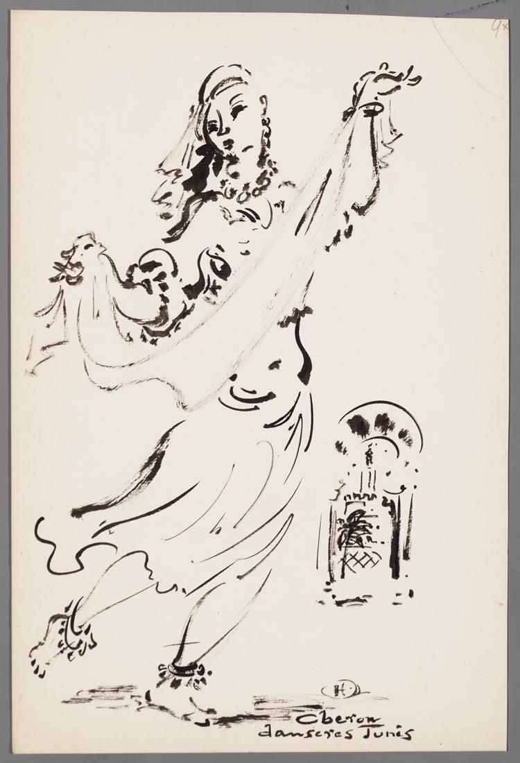 Kostuumontwerp voor een danseres uit Oberon (Carl Maria van Weber) door Gerard Hordijk