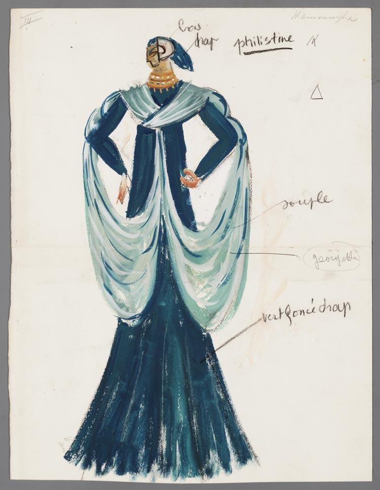 Kostuumontwerp voor een Filistijn in Samson et Dalila (Camille Saint-Saëns) door Abdelkader Farrah