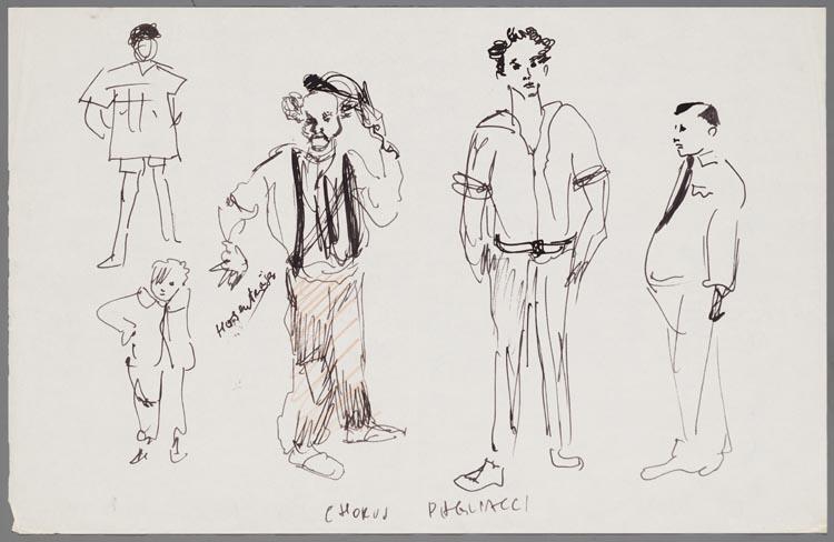 Kostuumontwerp voor het koor uit I Pagliacci (Leoncavallo Ruggiero) door Joseph Carl