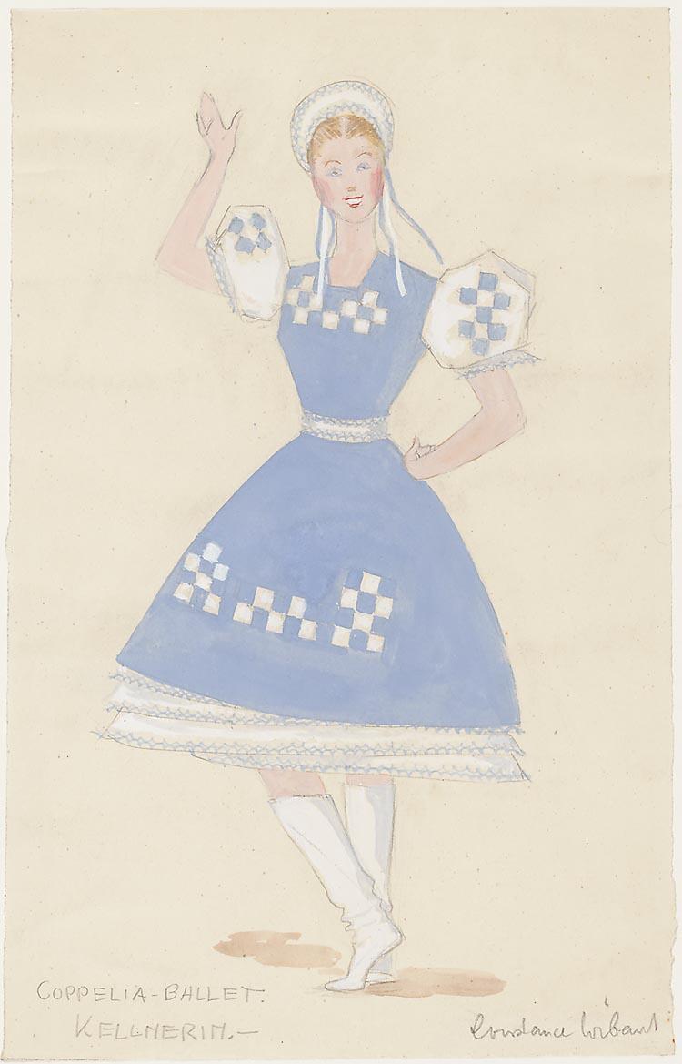 Kostuumontwerp voor een kelnerin uit Coppelia