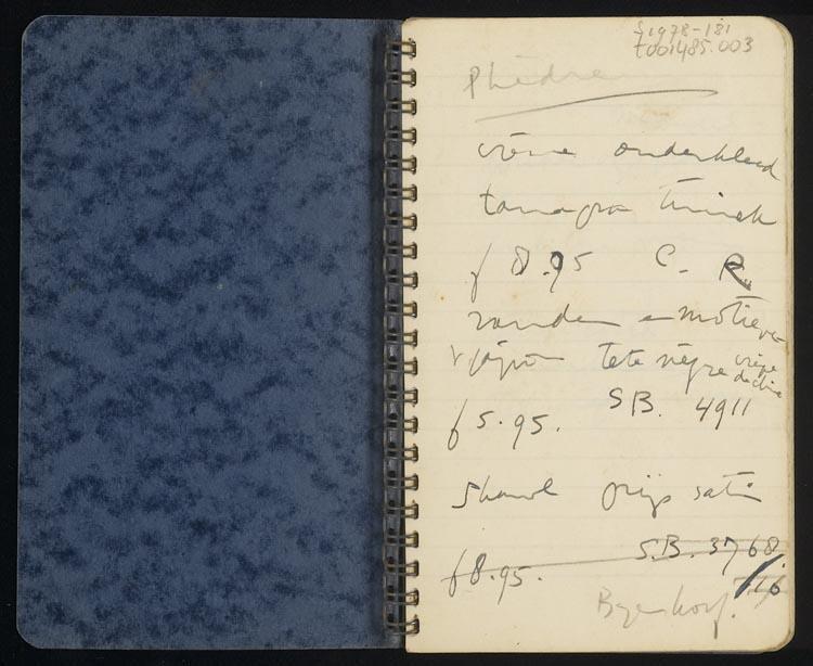 Notities en kostuumontwerpen voor Phaedra (Phaedra, Racine) door W. Westerman Holstijn-van Hettinga Tromp