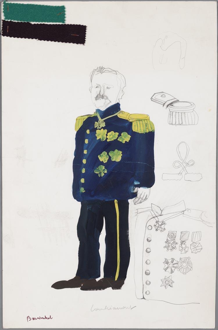 Kostuumontwerp voor Hans Boswinkel als Lambriamont in Het leven en de werken van Leopold II