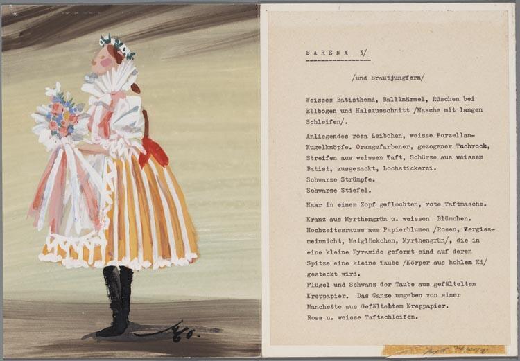 Kostuumontwerp voor Corry van Beckum als Barena in Jenufa (Janacek) door Marcel Pokorny
