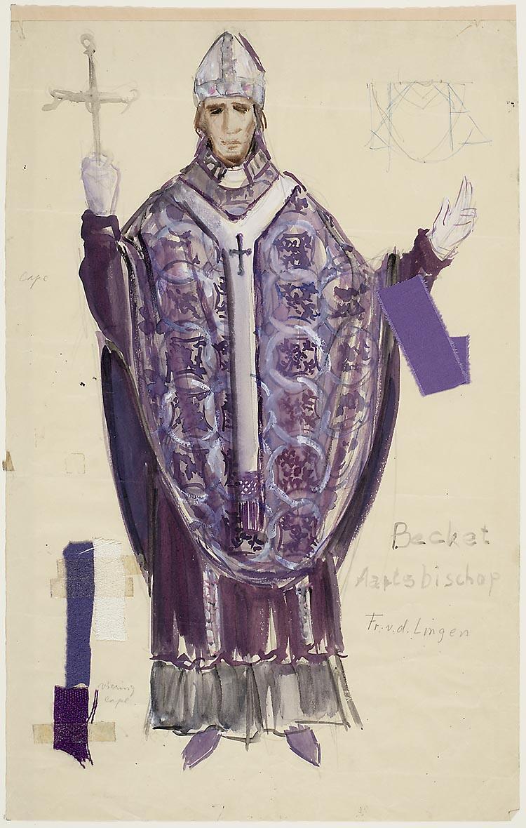 Kostuumontwerp voor de Frans van der Lingen als Aartsbisschop uit Becket of de eer van God