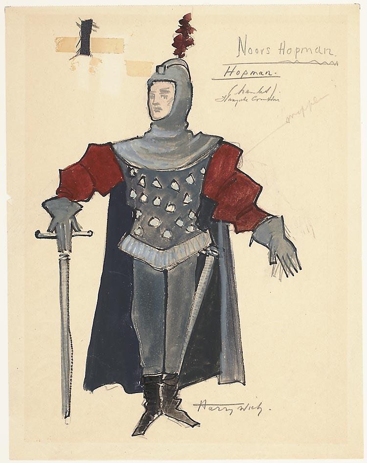 Kostuumontwerp voor een Noorse hopman uit Hamlet