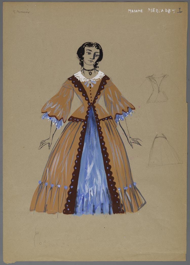 Kostuumontwerp voor Madame Mercadet uit Mercadet (Honore de Balzac)
