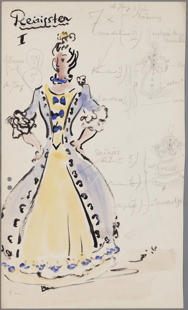 Kostuumontwerp voor een reizigster uit Manon (Jules Massenet) door Gerard Hordijk