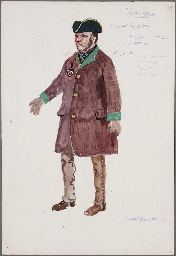 Kostuumontwerp voor Hobson in Peter Grimes, aktes II en III