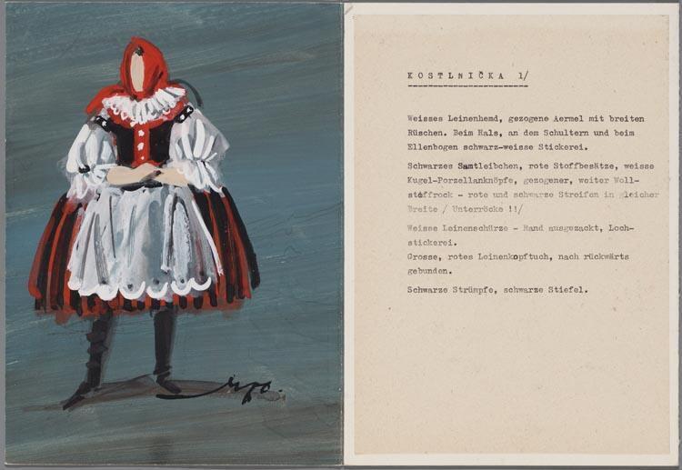 Kostuumontwerp voor Annie Delorie als Kostelnicka in Jenufa (Janacek) door Marcel Pokorny