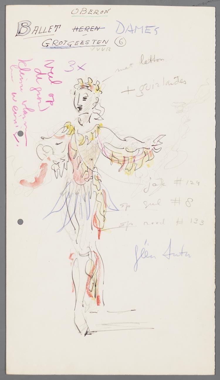Kostuumontwerp voor het ballet van de grotgeesten uit Oberon (Carl Maria van Weber) door Gerard Hordijk