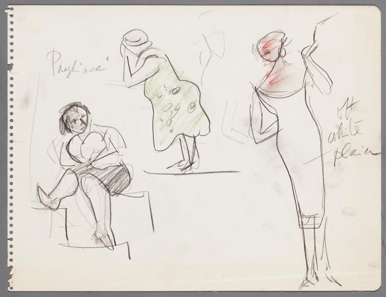Kostuumontwerp voor drie vrouwen in I Pagliacci (Leoncavallo Ruggiero) door Joseph Carl