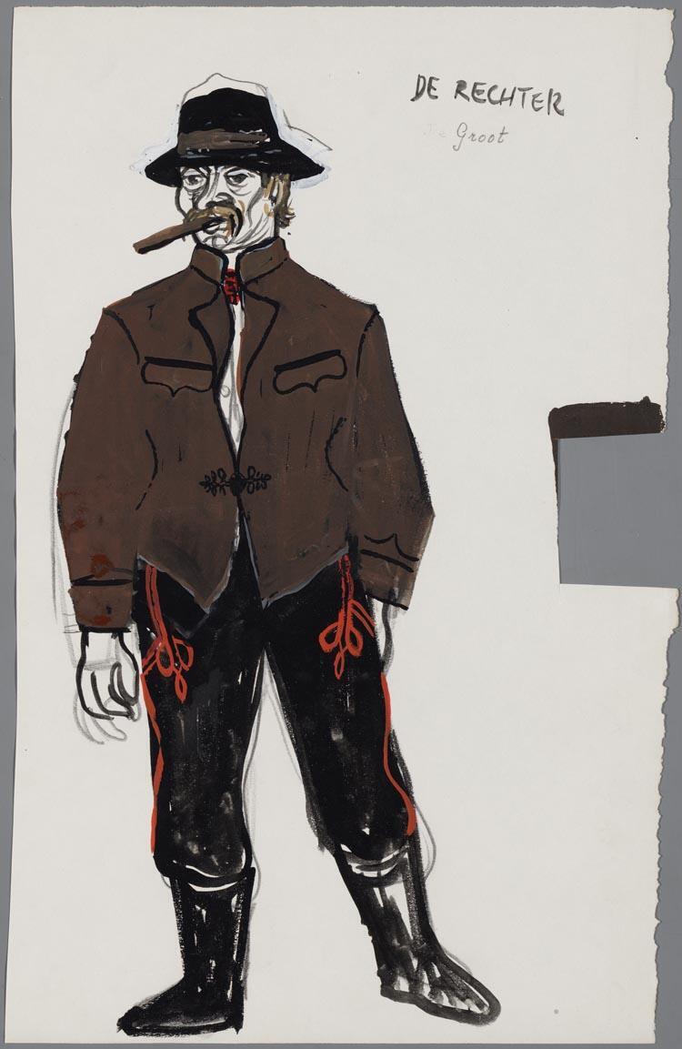 Kostuumontwerp voor Gerard Groot als Rechter in Jenufa (Leos Janácek), door Hans van Norden