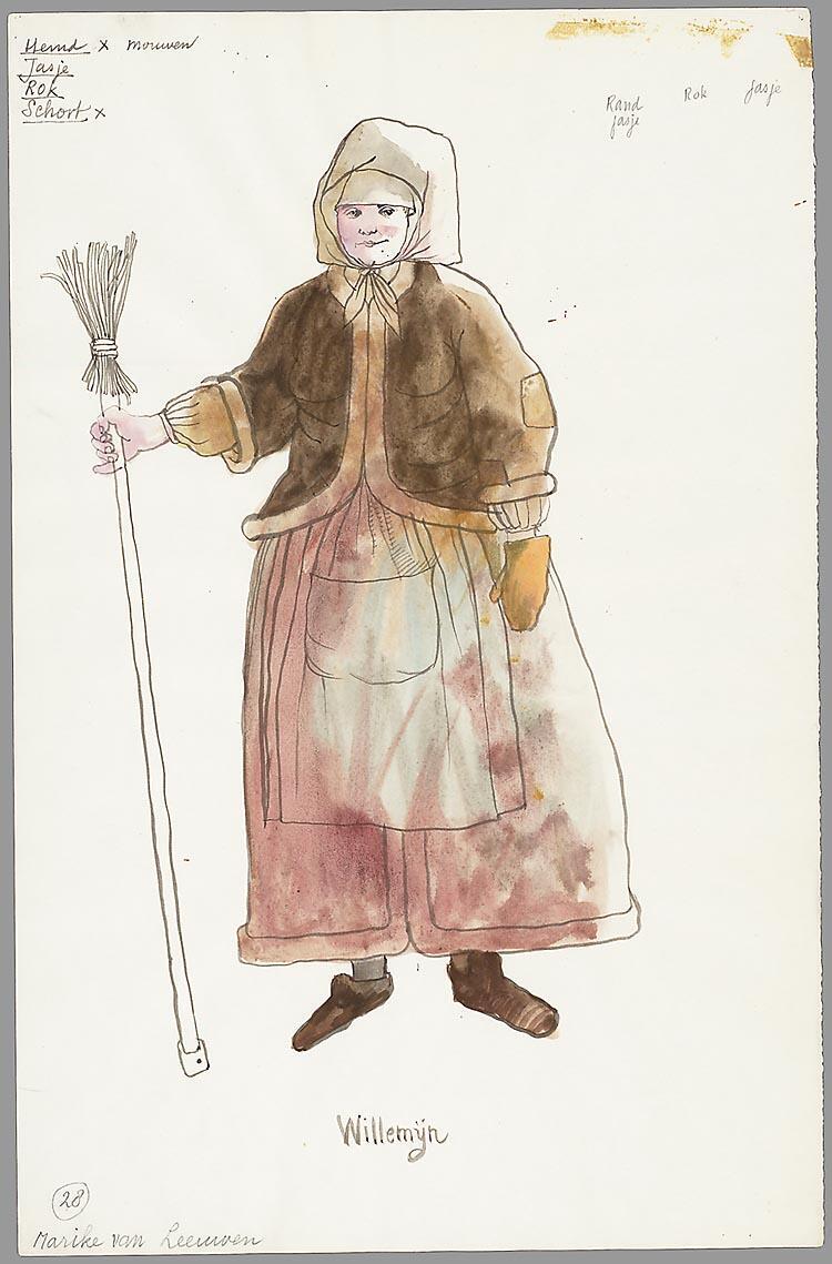 Kostuumontwerp voor Marieke van Leeuwen als Willemijn in Jan Klaasz in 't kattegat