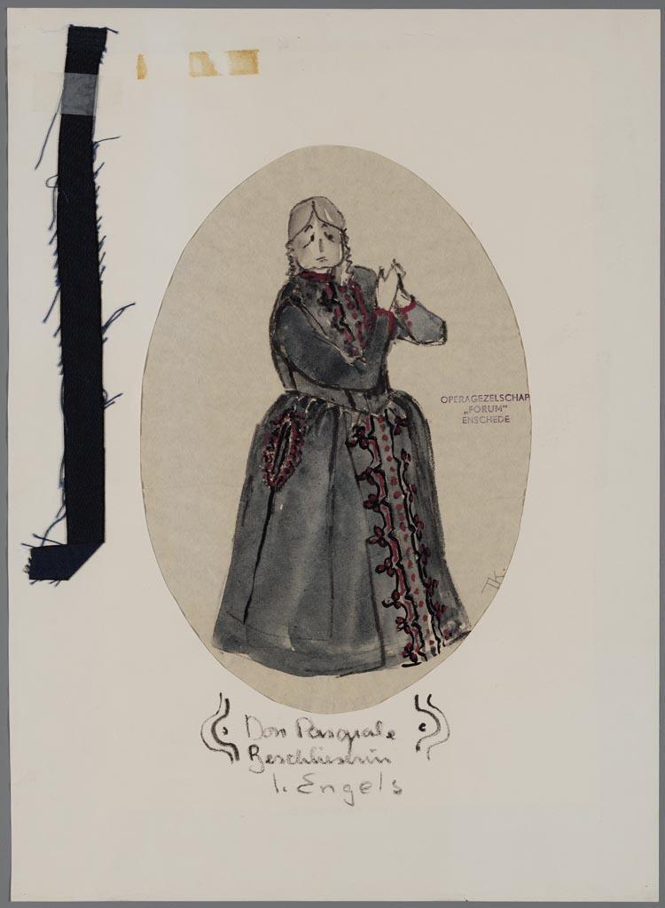 Kostuumontwerp voor de Beschlieserin in Don Pasquale (Gaetano Donizetti) door Opera Forum