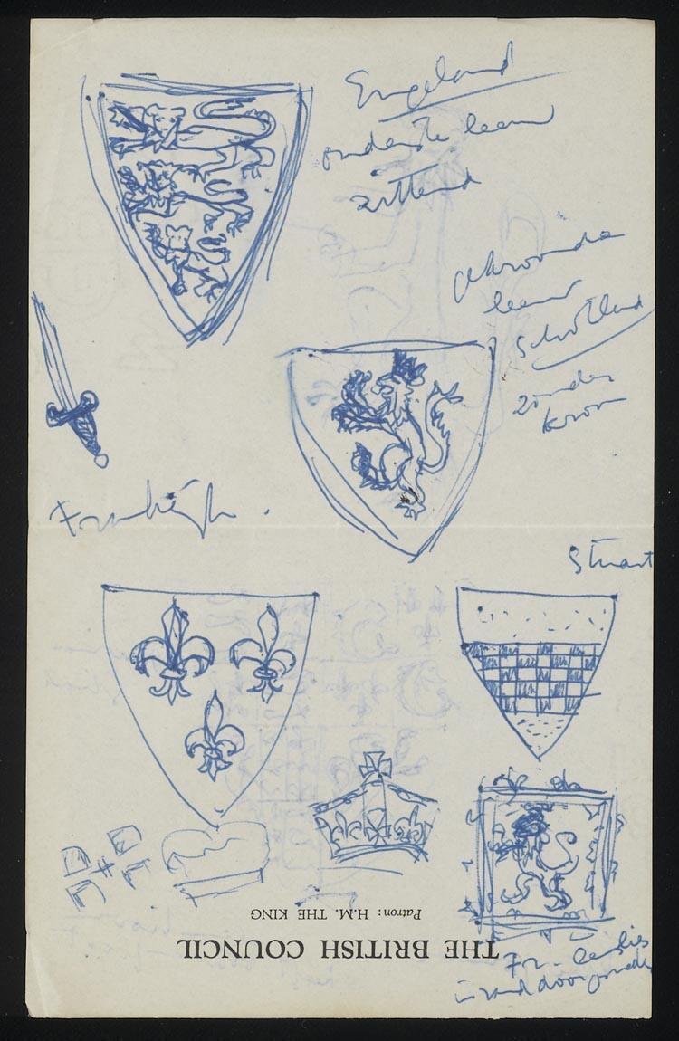 Notities en decor- en kostuumontwerpen voor Maria Stuart (Joost van den Vondel ) door W. Westerman Holstijn-van Hettinga Tromp