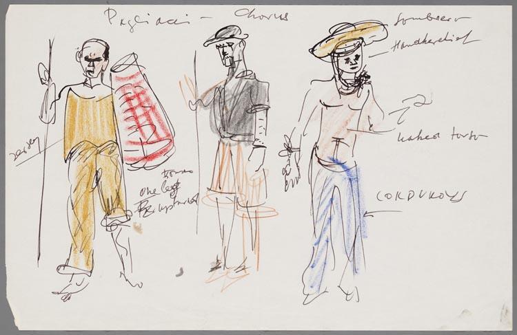 Kostuumontwerp voor het koor uit Cavalleria Rusticana/I Pagliacci (Leoncavallo Ruggiero) door Joseph Carl
