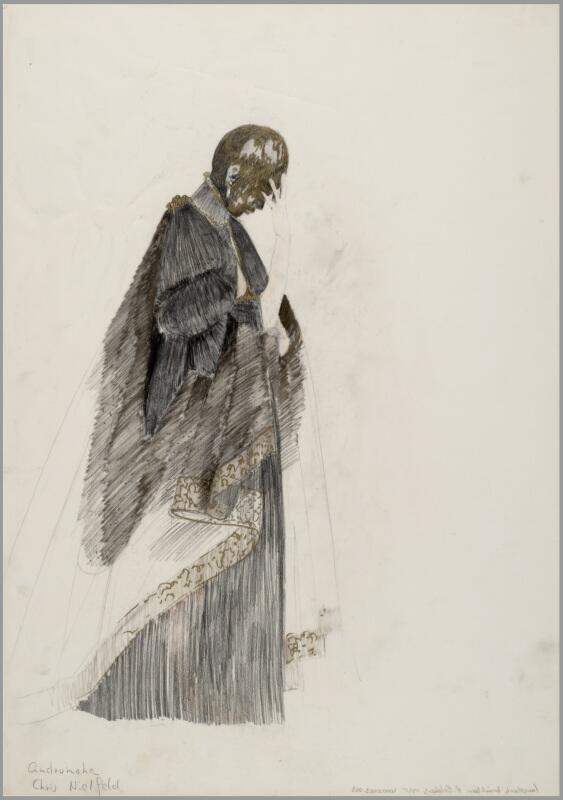 Kostuumontwerp voor Andromache uit Andromache (Jean Racine)