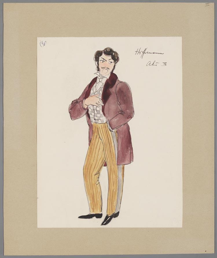 Kostuumontwerp voor Harry France als Hoffmann in Hoffmann's Vertellingen (Jacques Offenbach) door Karel Bruckman