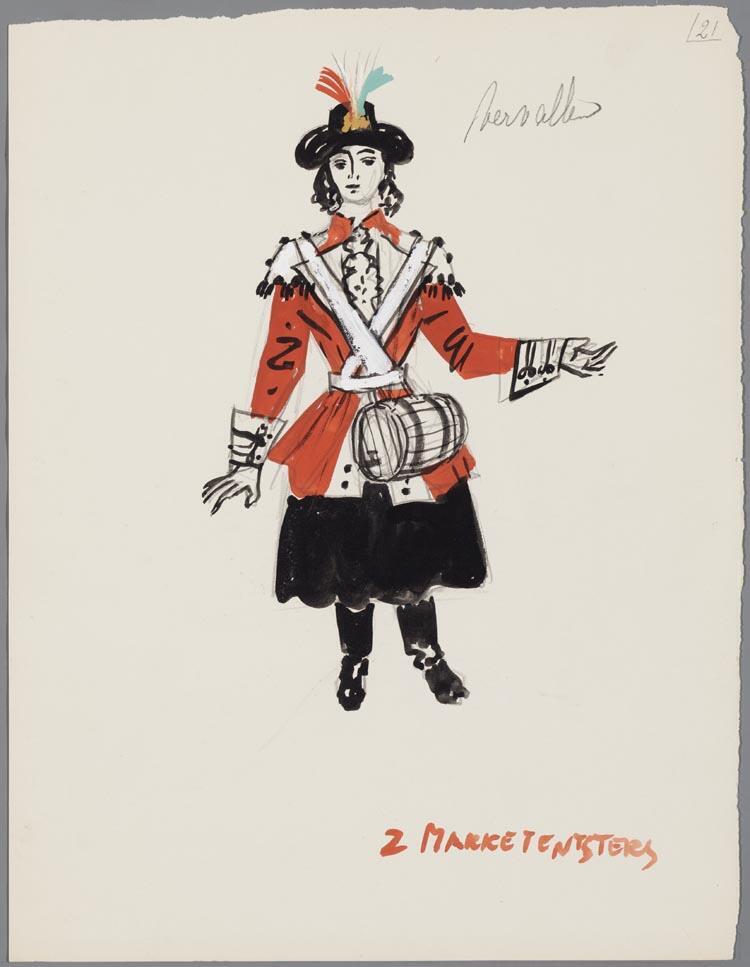 Kostuumontwerp voor twee marketensters uit De Zigeunerbaron (Johann Strauss)
