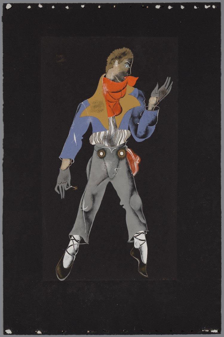Kostuumontwerp voor een danser in Paris et les 3 divines (Marcel Poot)