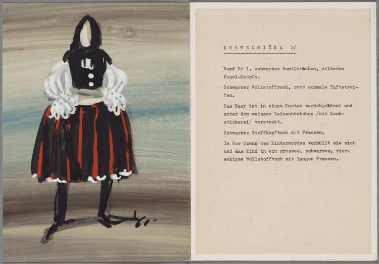 Kostuumontwerp voor Annie Delorie als Kostelnicka in Jenufa (Janacek) door Marcel Pokorny