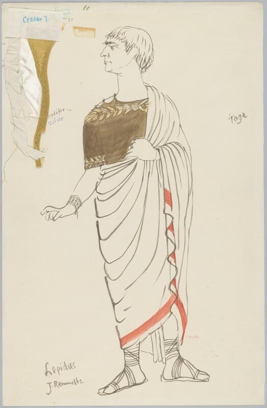 Kostuumontwerp voor Joan Remmelts als Lepidus in Antonius en Cleopatra