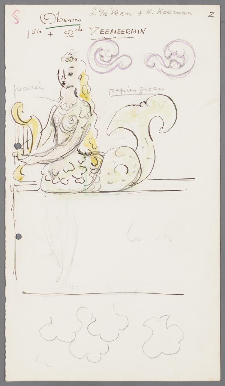 Kostuumontwerp voor de zeemeermin uit Oberon (Carl Maria van Weber) door Gerard Hordijk