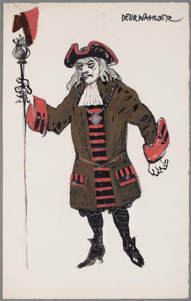 Kostuumontwerp voor een deurwaarder uit Tartuffe (Molière)