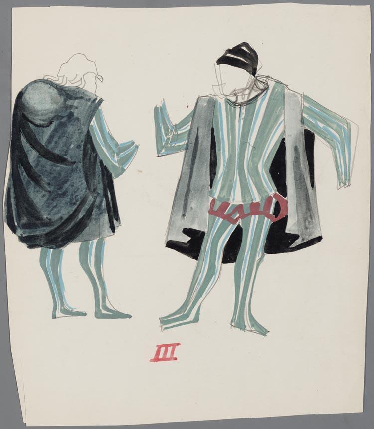 Kostuumontwerp voor een gebochelde man in Rigoletto (Giuseppe Verdi)