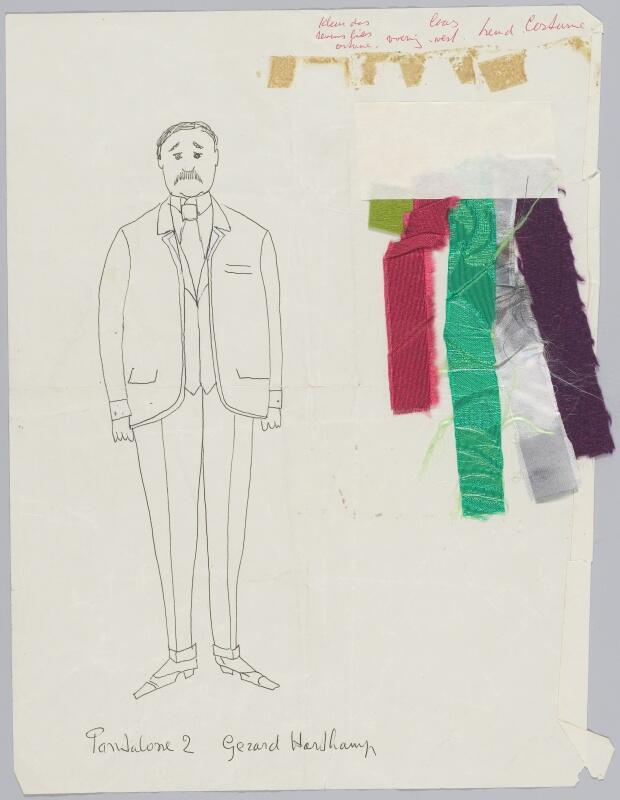 Kostuumontwerp voor Gerard Hartkamp als Pantalone in Wie kan er twee heren dienen