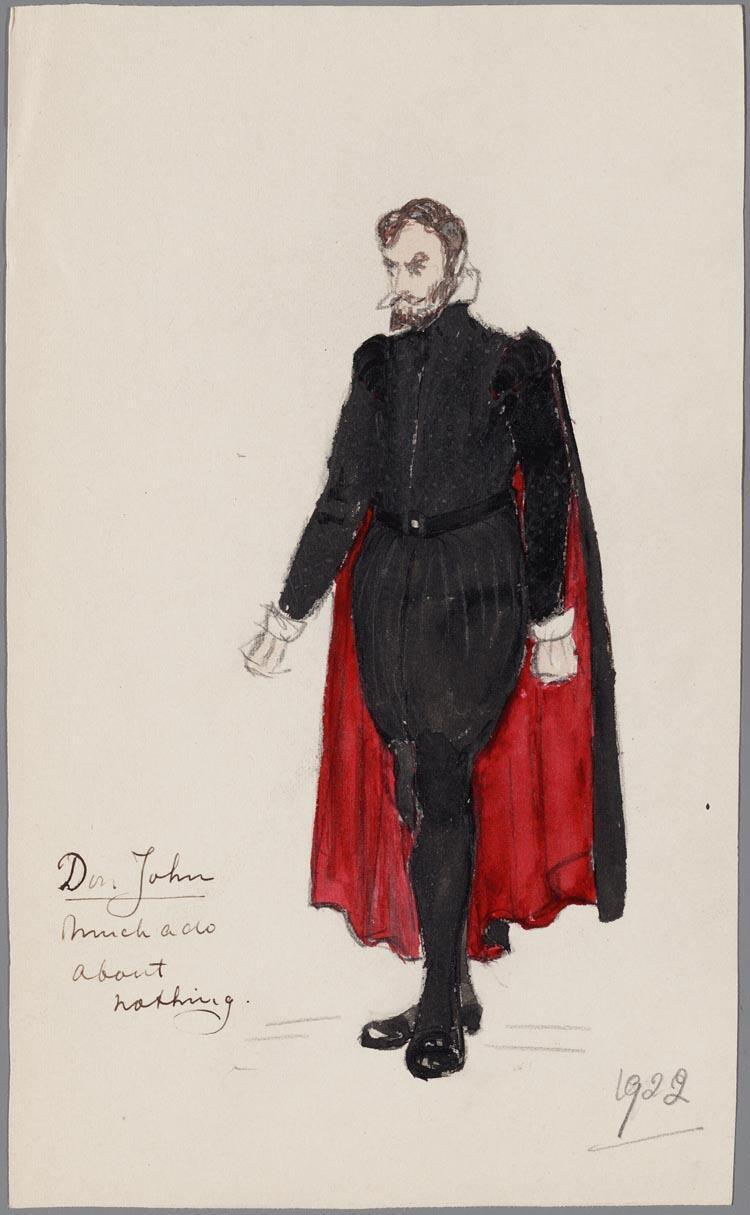 Kostuumontwerp voor Don John in Much Ado about Nothing van William Shakespeare, door F.W.S. van Thienen