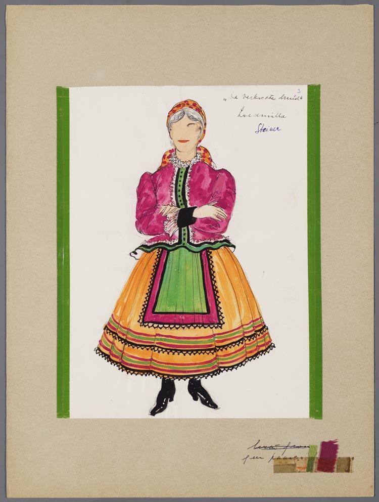 Kostuumontwerp voor Annie Steiner als Ludmila in De verkochte bruid (F. Smetana) door Karel Bruckman