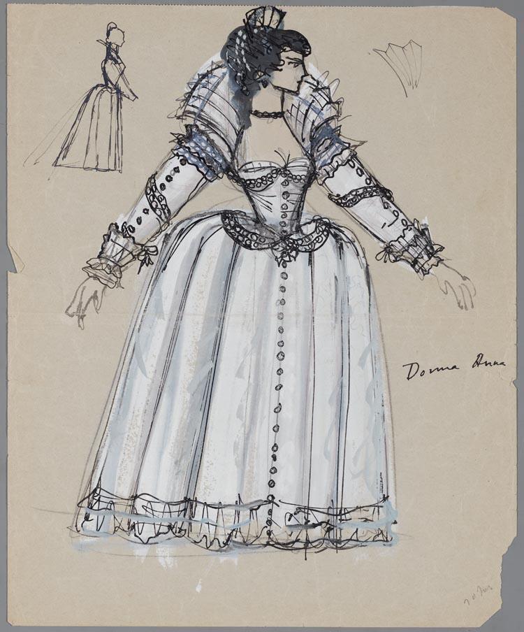 Kostuumontwerp voor Donna Anna in Don Giovanni