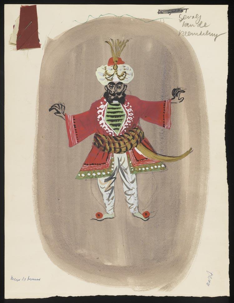 Kostuumontwerp voor het gevolg van de vreemdeling uit Coppelia (leo Delibes)