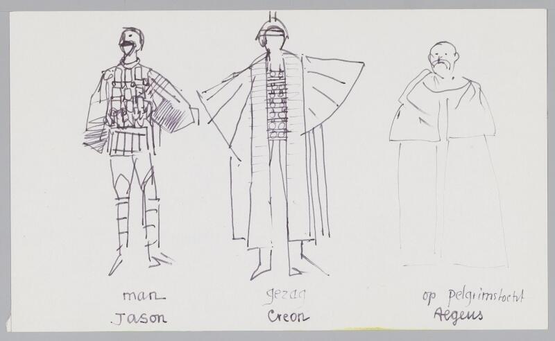 Schetsen voor kostuums voor Jason, Creon en Aegeus uit Medea