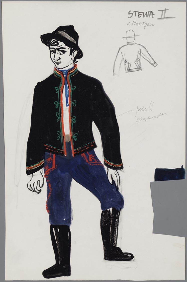 Kostuumontwerp voor Jan van Mantgem als Stewa in Jenufa (Leos Janácek), door Hans van Norden