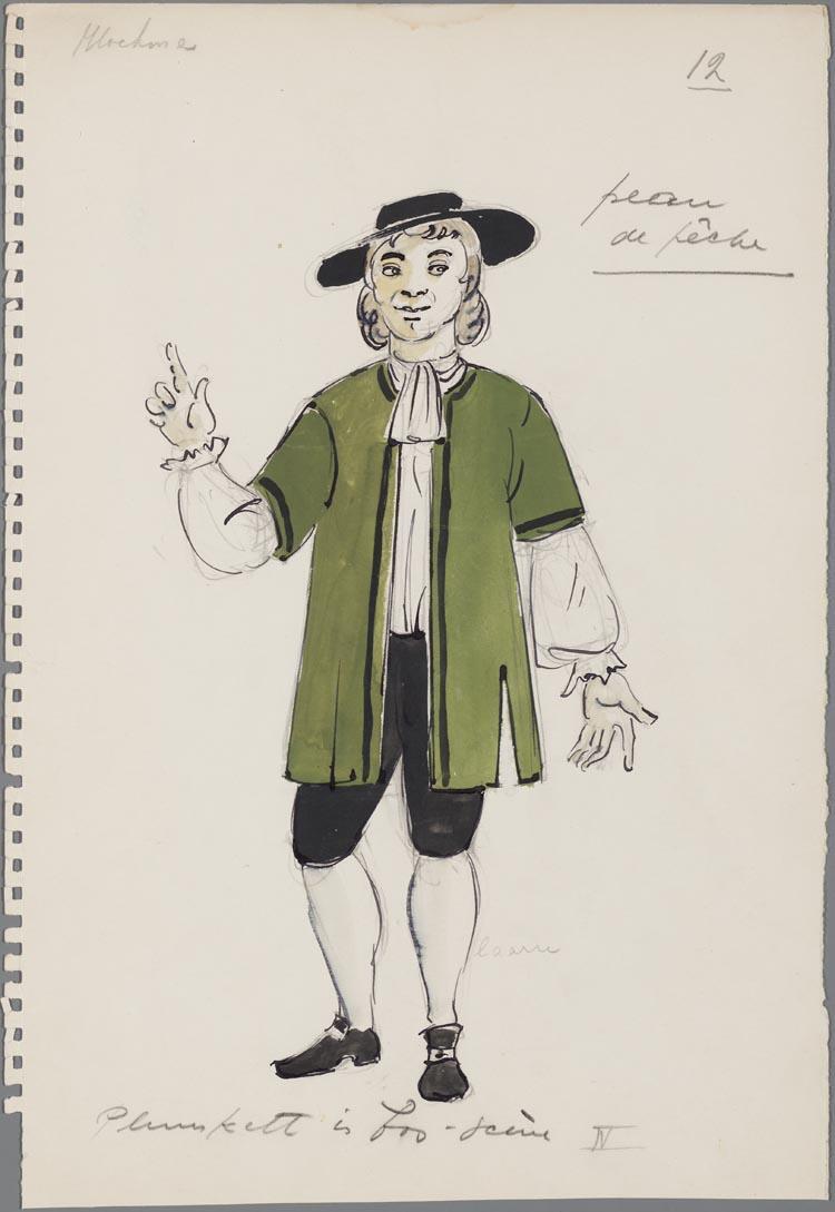 Kostuumontwerp voor Plumkett in Martha (Friedrich van Flotow) door Friso Wiegersma