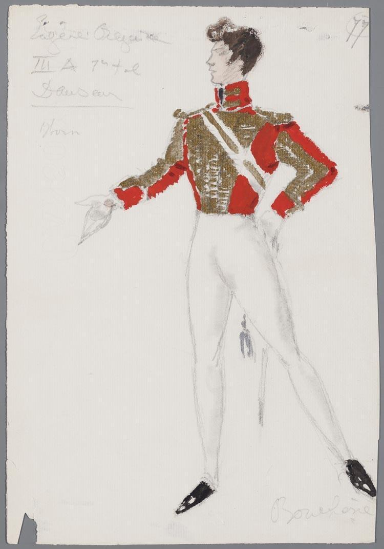 Kostuumontwerp voor een danser in Eugen Onegin