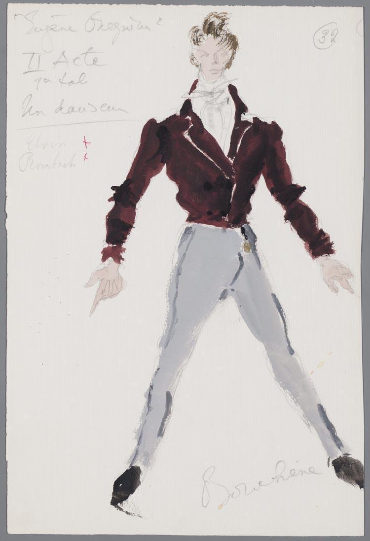 Kostuumontwerp voor een danser in Eugen Onegin