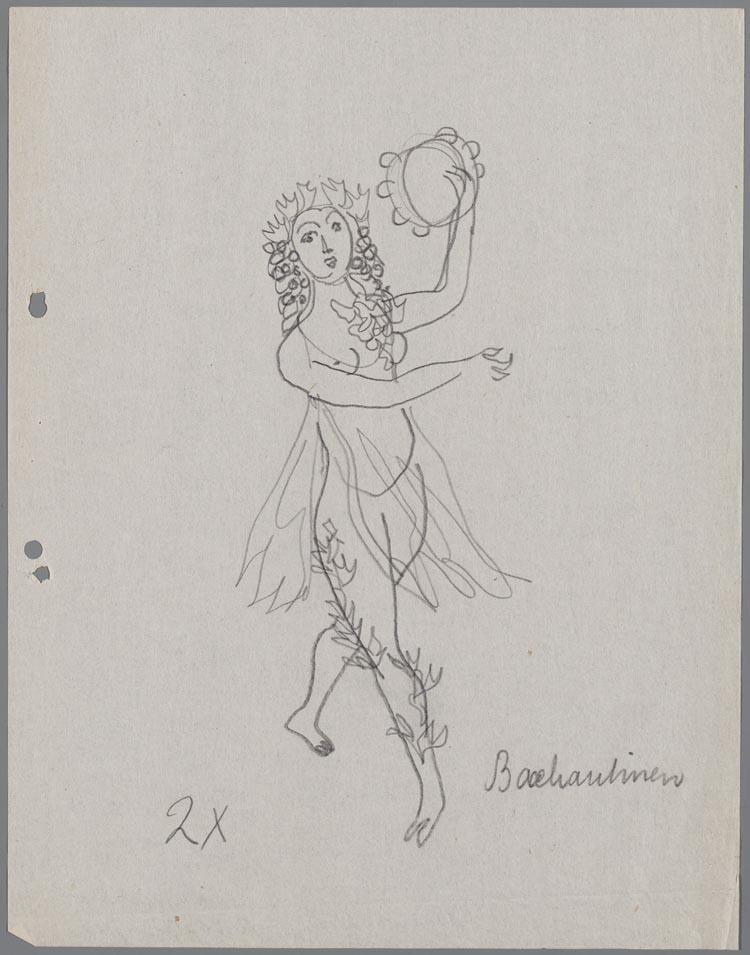 Kostuumontwerp voor Bacchantin uit Hoffmann's vertellingen